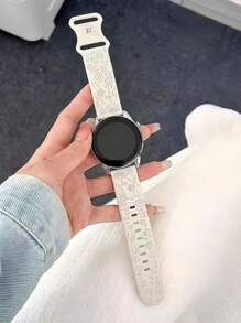 2 Packs 20mm Foral Engraved Carved Silicone Watch Band, Waterproof Sports Strap Compatible With Samsung Galaxy Watch 7 6 5 4 40mm 44mm/5 Pro/6 Classic 47mm/ Watch 4 Classic/Active 2, 20mm 45mm/Galaxy Active 2/Galaxy Watch 3/Watch 4 Classic 42mm 46mm Watch 6 47mm 43mm, 20mm Cheetah Replacement Strap Compatible With Huawei Honor Garmin Amazfit Watch Straps For Women And Men