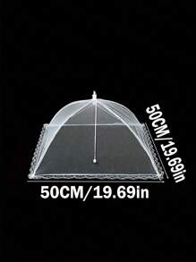 1pc White Portable Foldable Mesh Food Cover - White, Anti-Insect And Dustproof, Suitable For Picnic And Travel