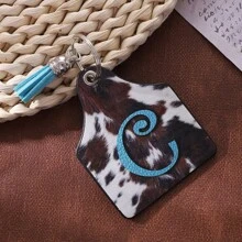 1pc Retro Western Farm Animal Cow Leather Keychain With Letter Print Car Accessories Bag Charm School Animal Cute Goth Y2k Bag Accessories Lanyards With Id Holder Car Accessories Bag Charms Christmas Gift Car Teacher Friend Sister Gift Ideas - Multicolor - View 8