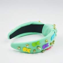 1pc Easter Women's Fabric Headband With Colorful Rabbit & Crystal Knot Decors, Suitable For Everyday Outings,Hairband,Hair Hoop