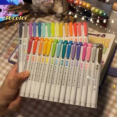 15 色双头荧光笔套装荧光绘图笔荧光笔艺术可爱粉彩文具返校