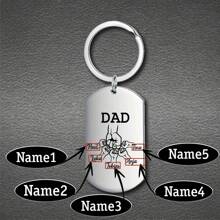 1pc Celebrate Father's Day Mother's Day With A Customized Stainless Steel Keychain (Title Can Be Changed) Engraved With Your Family's Name Or Any Text, Polished Military Pendant Key Necklace, Affordable Gift.