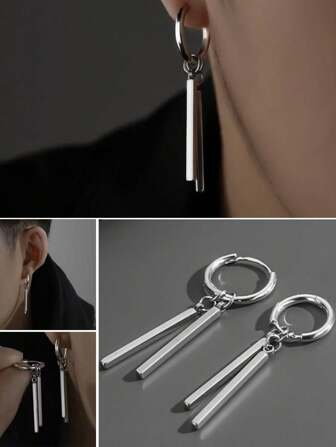 2 pezzi di orecchini pendenti a cerchio in acciaio inossidabile, orecchini in acciaio al titanio per uomo, nuovi orecchini minimalisti eleganti, orecchini a bottone per uomo