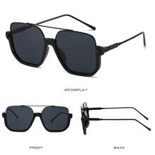 1 件男女通用复古超大透明框架时尚眼镜，双桥设计，高端别致外观