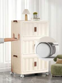 40cm/15.8in Width 5 Layers Removable Folding Storage Box, Closet Organizer/Bedroom Closet/Portable Closet, No Installation Of Stackable Baby Clothes/Toys/Books/Snacks/Miscellaneous Storage Cabinets, Living Room/Bedroom/Kitchen Storage Plastic Cabinets - White - View 5