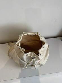 1 件女士尼龙小背包（尺寸：24*26*12 厘米），休闲多口袋抽绳背包，适合购物、户外运动 - 彩色 - 查看 4