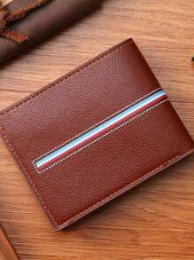 1 szt. męski krótki portfel składany na pół, kolorowe paski, wiele przegródek na karty, swobodny biznesowy smukły miękki skórzany portfel, odpowiedni dla nastolatków, swobodny, na zewnątrz, sportowy, podróżny, prezenty na ukończenie szkoły, akcesoria urodzinowe