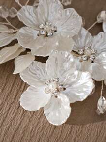1 Stück Haarspange für Frauen mit Acrylblume und Strass-Dekor in Pflaumenfarbe, elegantes Braut-Haarzubehör