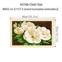 qingfei Blue Fly Precision Cross Stitch Gardenia Bloom, Modern Minimalist Fully Stitched Embroidery Painting Of Peony, Living Room & Bedroom