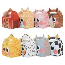 16pcs Farm Animal Tote Bag Farm Theme Candy Gift Box Perfect For Birthday Parties And Celebrations - Multicolor - View 2