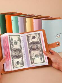 1pc Waterproof Banknote Storage Book, Holds Up To 100 Banknotes, Photos, Stamps & Cards, A6 Ultra Large Capacity Notebook With 50 Slots, Perfect Birthday Gift, PU Leather - Multicolor - View 12