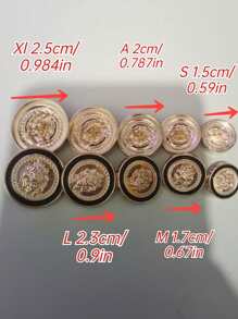 10/20 件锌合金狮头图案金属纽扣，适用于时尚女士大衣缝纫纽扣，耐用，5 种尺寸可选 - 金色 - 查看 3