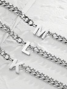 1pc Stainless Steel 26 Letter Fashion Pendant Necklace, Suitable For Daily Wear, Gift For Boyfriend/Girlfriend, Couples