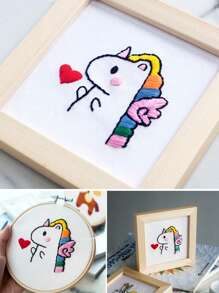 1 pièce - Matériel de DIY de broderie licorne - Cadeaux parfaits pour les enfants lors de diverses fêtes - Vêtements à broder soi-même simples et tridimensionnels, cadeaux pour la fête des enseignants