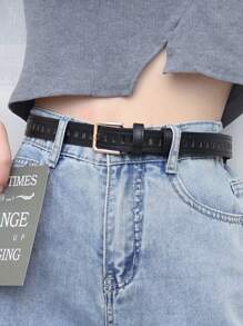 Korean Popular Belt With Holes All Over, INS Style Women's CHIC, Simple And Versatile Belt With Holes And Without Holes