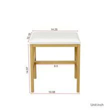 LINIJOY White Vanity Desk With Stool & 9 LED Lights, Gold Metal Frame Makeup Set, Modern Storage Shelves/Drawers For Bedroom
