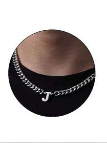 1pc Stainless Steel 26 Letter Fashion Pendant Necklace, Suitable For Daily Wear, Gift For Boyfriend/Girlfriend, Couples