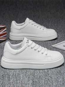 Men Spring New Thick Sole Non-Slip Wear-Resistant Soft Sole Soft Surface Lightweight Comfortable Four-Season Skate Shoes, Men Black&White Patchwork Stitching Combination Casual Canvas Sneakers, PU Leather Waterproof Oil-Proof Men Shoes, Outdoor Street Style Young Men Casual Shoes