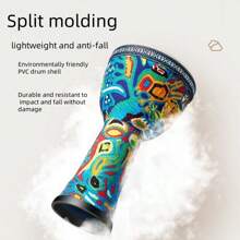 8-Inch African Hand Drum,Djembe Drum,Colorful Percussion Instrument For Professional Performance, Lightweight Design,Vivid African Patterns,Suitable For Music And Entertainment - Multicolor - View 3