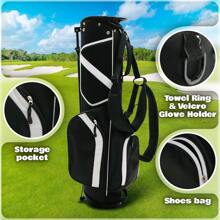Ultra-Lite Golf Stand Bag - 3 Lbs, 4 Way Divider Portable Golf Carry Bag, Golf Club Bag With Rain Hood, Water-Repellent Golf Travel Case - Golf Gifts For Men And Women - 黑色 - 查看 5