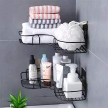 1 pieza Estantería de esquina para ducha de acero inoxidable - resistente a la oxidación, estantería de baño montada en la pared para champú, tónico y cosméticos