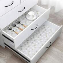 1pc Daisy Printed Drawer Moisture-Proof Mat For Kitchen Cabinet, Table, Multi-Size Cuttable EVA Material, Easy To Clean, Non-Slip Waterproof Oil-Proof Dust-Proof Household Liner Paper, Suitable For Refrigerator, Kitchen Shelf, Food Storage Room, Desk, Cabinet, Shoe Cabinet, Wardrobe, Tabletop For School,Office,Household,Travel