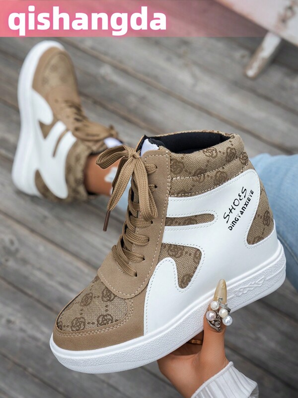 qishangda Fall/Winter Women's Platform Wedge Sneakers, Casual Sports Shoes With 8cm Hidden Heel, Thick Sole Athletic Shoes, Running Shoes