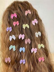 890pcs/Set Kids Pink Heart & Bowknot Elastic Hairbands, Hair Clips, Scrunchies, Princess Hair Accessories, Daily Use & Gift