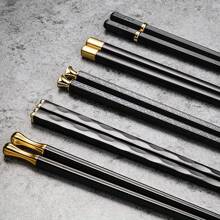 筷子可重复使用，适用于洗碗机，9.6 英寸/24.3 厘米哑光防滑日式中国筷子，玻璃纤维，黑色和金色-5 双