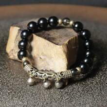 1pc Simple Style Bracelet Suitable For Daily Wear Festivals Handsome Bracelet Black Beads Copper Accessories Can Be Used As Birthday Gifts Valentine Gifts All Kinds Of Holiday Gifts Are Suitable For Bracelets Very,Mom,Mother,Mother's Day,Gift