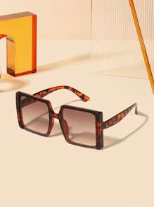 1 pieza Gafas de moda para mujer con marco cuadrado clásico y estampado de leopardo bohemio, para disfraces y fiestas