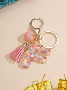 1pc Creative Keychain With 26 English Alphabet, Kids Backpack Accessories, Butterfly Letter Charm Keyring For Girls - Pink - View 28