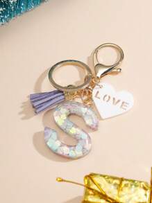 1 件创意 26 个字母钥匙扣，儿童背包配件，蝴蝶字母吊坠钥匙扣，适合女孩