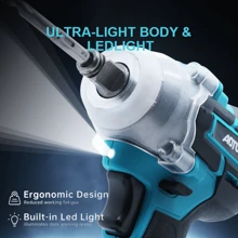 21V Compact Wireless Impact Wrench Set, 258ft LBS Torque, Includes Drilling Kit And Carrying Case, Includes Lithium-Ion Battery And Charger, 0.87-Inch Sleeve, Suitable For Home Repairs, Perfect For DIY And Small Car Tire Work - Blue - View 7