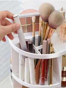360 Degree Rotating Acrylic Makeup Organizer Storage Rack, Cosmetic Display Stand For Vanity,For Holiday Beach, Bathroom Collection, Bedroom Collection, Large Capacity - White - View 6