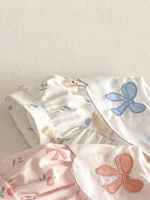 Váy bé gái dễ thương hình gấu, nơ và họa tiết hoa xếp nếp - Màu xanh lam - Xem 6