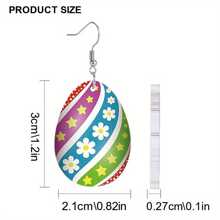 A Pair Of Colorful Striped Star Easter Egg Acrylic Earrings, Unique Earrings, Creative And Fashionable Earrings, Easter Earrings, Holiday Gifts, 2D Flat Earrings