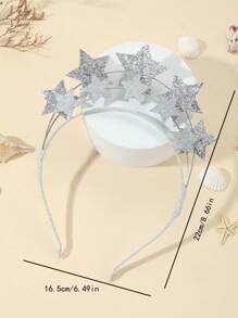 1pc Silver Glitter Layered Star Headband - Silver - View 4