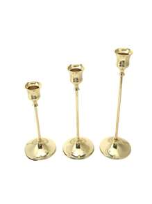 [1/3pcs Elegant Metal Candlestick Holders] Elegant Metal Candlestick Holders Set For Wedding & Party Table Centerpieces - Lacquered Finish, Romance Theme, Tabletop Mounting, Versatile For Events, Receptions, Birthdays, Home Decor, (Candles Not Included) Gifts Graduation