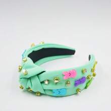 1pc Easter Women's Fabric Headband With Colorful Rabbit & Crystal Knot Decors, Suitable For Everyday Outings,Hairband,Hair Hoop