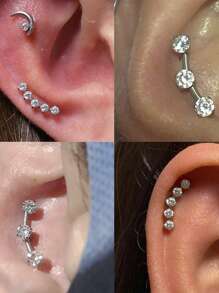 1PC Three/Five/Seven Stainless Steel Zirconia Ear Tragus Cartilage Piercing Internal Thread Cz Daith Lip Piercing Body Jewelry