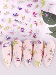 2 miếng dán móng tay hình lá 5D nhiều màu sắc, keo dán dạng pudding, thiết kế đường kẻ lá ánh kim hologram, miếng dán tự dính khắc hình cây mùa xuân/hè kiểu Y2K, trang trí móng tay nghệ thuật. - Nhiều màu - Xem 6