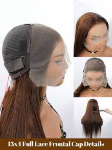 4# Chocolate Dark Brown Brazilian Lace Front Wig Silky Straight Remy Human Hair 13x4 Transparent Lace Frontal Wigs For Women 180% Density Pre Plucked Natural Hairline Tiny Invisible Knots