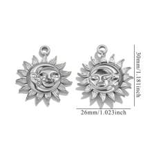5pcs Stainless Steel Fashionable Hundred Sun Moon Heart Pendant DIY Necklace Earrings Jewelry Accessories Making Daily Wear Gifts