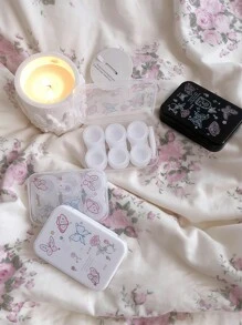 XIANG YU 三合一甜美清新蝴蝶形隐形眼镜盒，带拆卸工具，便携式防漏隐形眼镜盒套装，非常适合旅行和家庭护理盒容器浸泡和储存套件眼部隐形眼镜眼部彩色隐形眼镜化妆