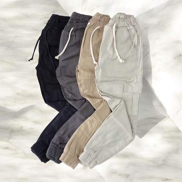 Calça Jogger Juvenil Infantil Sarja Cargo Punho