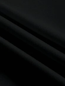 Camiseta de manga corta unicolor versátil y casual talla grande - Negro - Ver 4