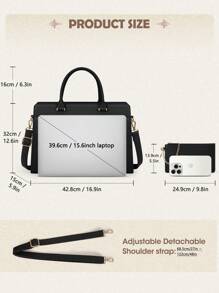 NEWHEY Laptop Bag For Women 15.6 Inch Laptop Tote Bag Waterproof Leather Work Bag Lightweight Laptop Briefcase Professional Women Business Office Bag Travel Handbag Shoulder Bag - Multicolor - View 9