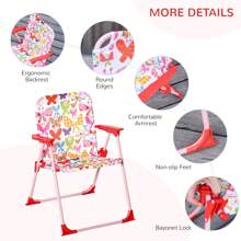 Outsunny Kids Outdoor Bistro Table And Chair Set Butterfly Pattern Garden Patio Backyard With Removable & Height Adjustable Parasol - Pink - View 7