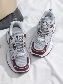 Sportschuhe für Frauen mit dicker Sohle und Plateau, im Ins-Stil, schlankend, rutschfest, leicht, atmungsaktives Mesh, Lässig Laufschuhe, für Frühling/Herbst